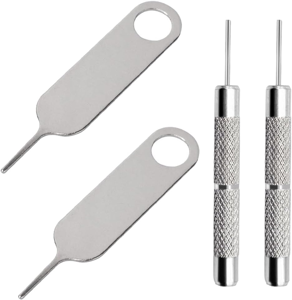 4 Pcs SIM Card Removal Openning Tool Tray Eject Pins Needle Opener Ejector Compatible with All iPhone Apple iPad HTC Samsung Galaxy Cell Phone Smartphone Watchchain Link Remover (Style C)