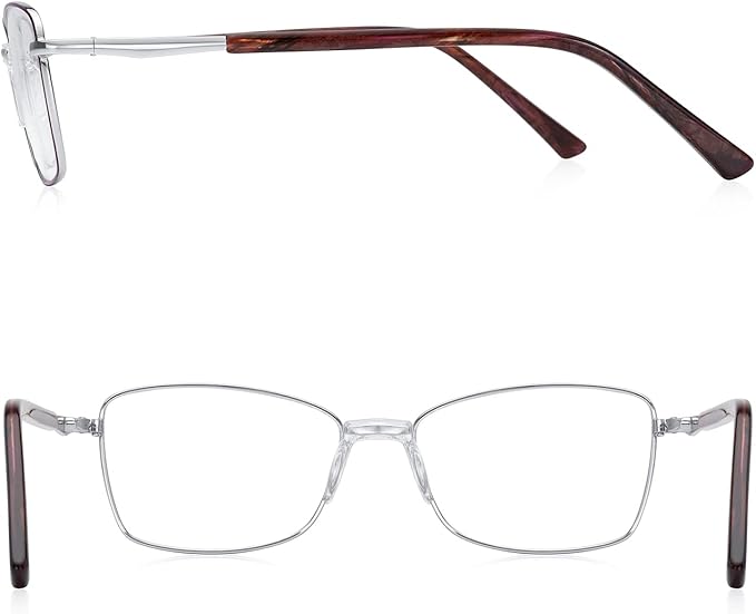 RB. Pilot Reading Glasses Spring Hinge Readers for Women Blue Light Blocking Computer Metal Frame Acetate Legs