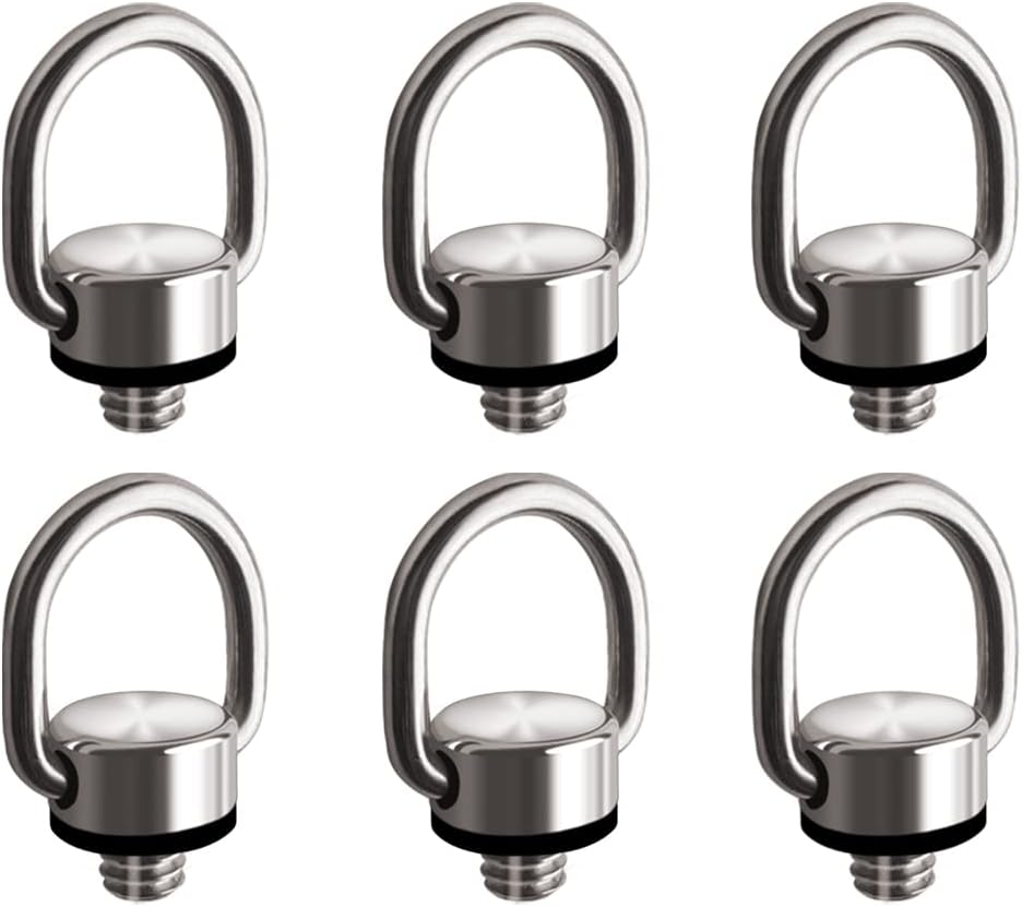 6Pack 1/4"-20 Camera D Ring Screw Camera Carabiner Clip Mount Hinged Holder Fixing Screw for DSLR Camera Wrist Strap