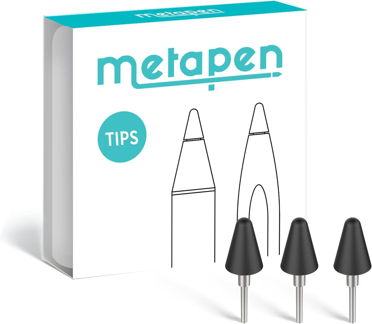 Metapen Tips (3pcs, Black) - Only Compatible with Metapen Stylus Pen M1 / M2 for Surface and G1 for Chromebook with USI Support - TIP302