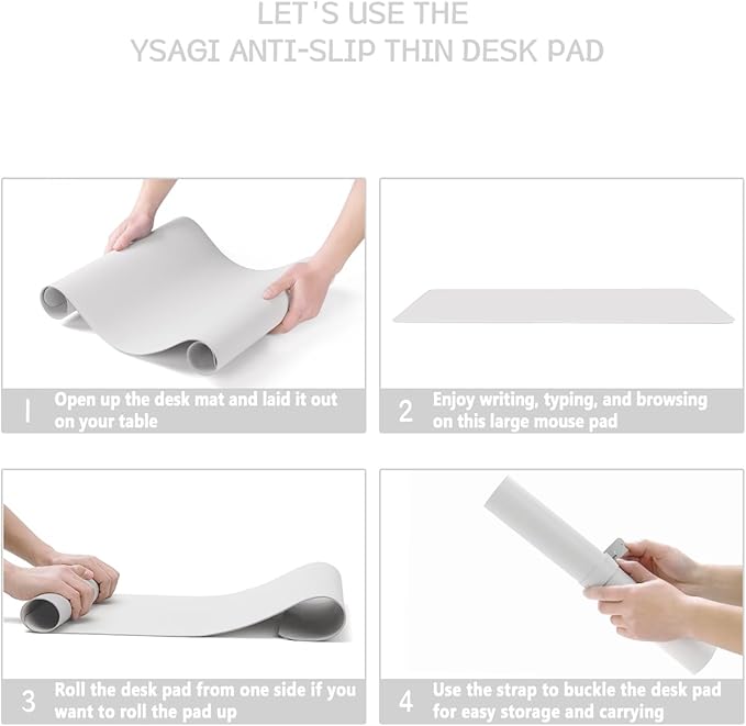 YSAGi Non-Slip Leather Desk Pad Long Size, Waterproof Laptop Computer Desk Keyboard Mat, Table Protector Blotter Mat, Large Mouse Pad for Office/Work/Home/Decor(White, 47" x 17")