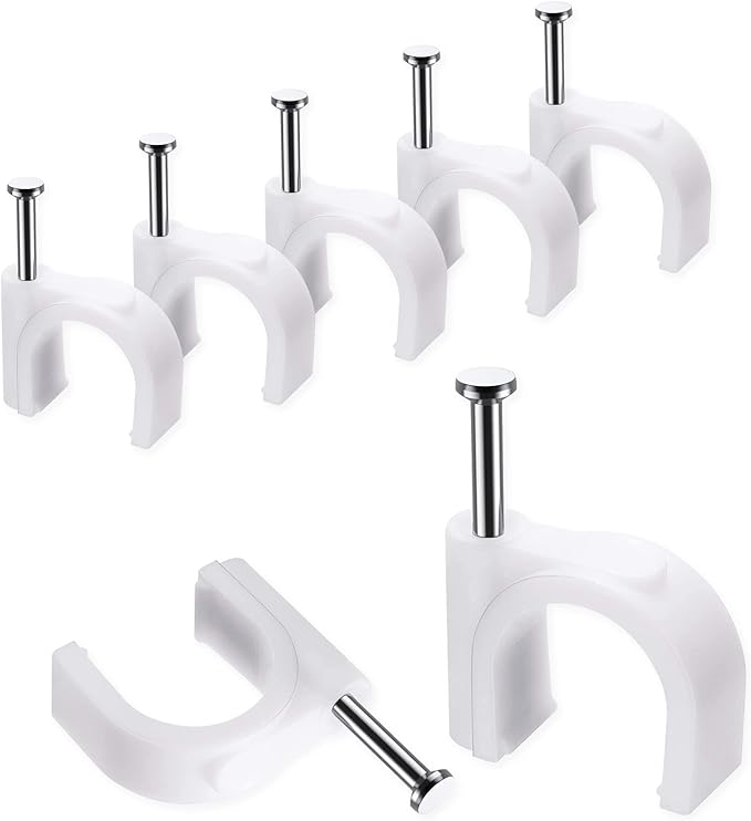 Abnii Cable Nails Clips, 100 Pcs, 10mm, Wire Wall Clips, White