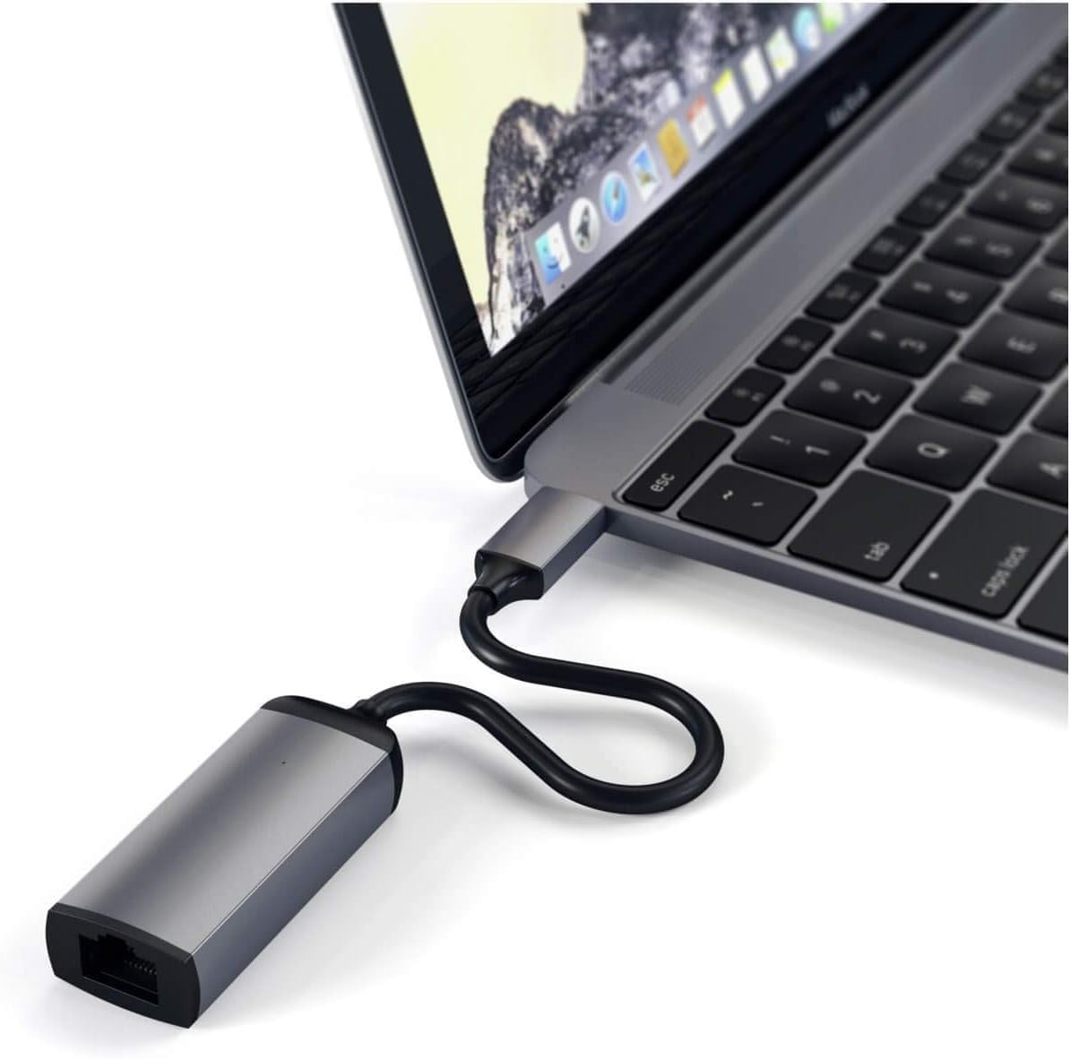 Satechi Aluminum Type-C Gigabit Ethernet Adapter - Compatible with 2022 MacBook Pro/Air M2, 2021 MacBook Pro M1, 2020 MacBook Air/Pro M1, 2021 iPad Pro M1 (Space Gray)