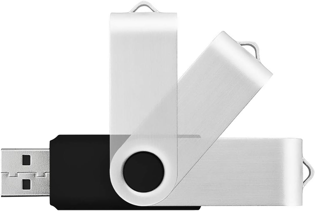 Aiibe 4GB Flash Drive 20 Pack USB Flash Drives Bulk USB 2.0 Thumb Drives Zip Drive Fold Stoage Memory Stick Jump Drives 4GB with LED Status Light (4G, 20 Pack, Black)