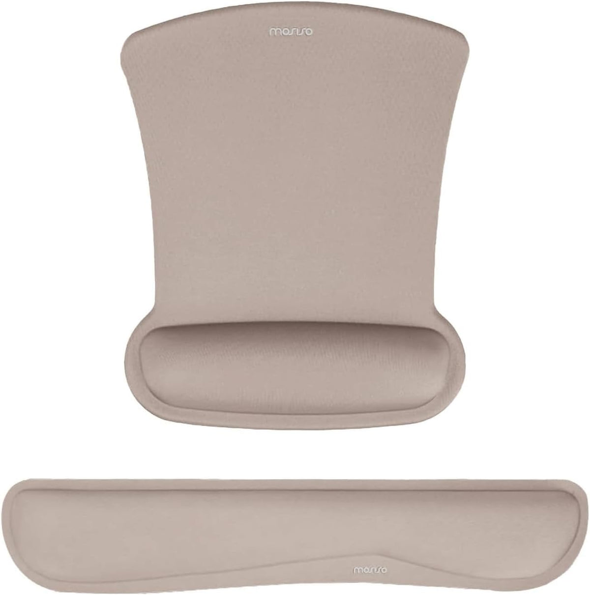 MOSISO Wrist Rest Support for Mouse Pad & Keyboard Set, Ergonomic Mousepad Non-Slip Base Home/Office Pain Relief & Easy Typing Cushion with Neoprene Cloth & Raised Memory Foam, Taupe Brown