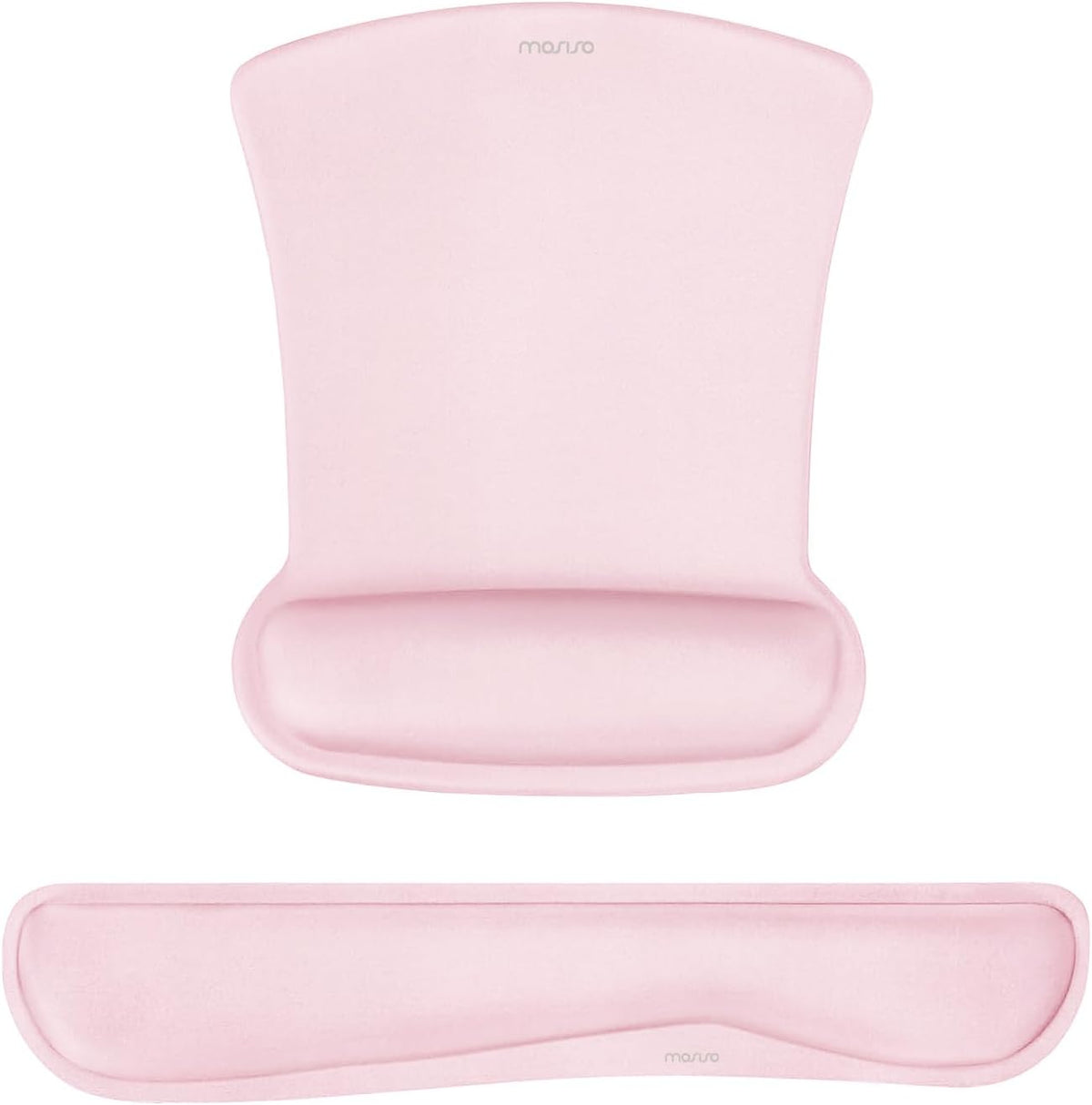 MOSISO Wrist Rest Support for Mouse Pad & Keyboard Set, Ergonomic Mousepad Non-Slip Base Home/Office Pain Relief & Easy Typing Cushion with Neoprene Cloth & Raised Memory Foam, Rose Pink