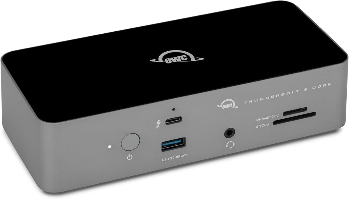 OWC 11-Port Thunderbolt 5 Docking Station, 2.5GbE, SD/Micro-SD Card Reader, Audio in/Out Jack, USB 3.2 Type-A Ports, 140W Power Delivery