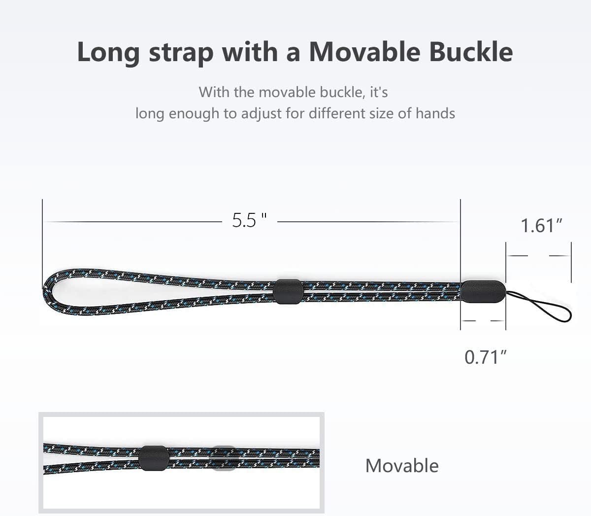 Hand Wrist Strap Lanyard, Adjustable Wristlet Hand Strap Nylon Lanyard with Quick-Release for Cell Phone Cases, Cameras, Keychains, USB Flash Drives, Tablets, Gopro and Other Portable Items