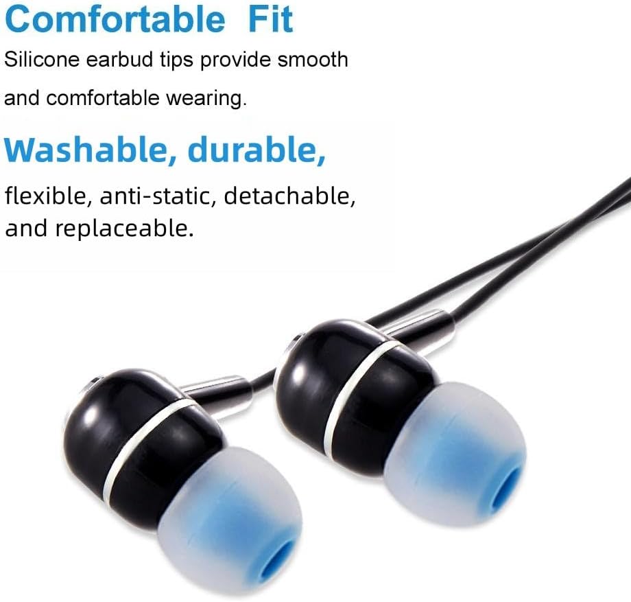 Earbud Tips Soft Silicone Earbuds Replacement Tips Fit for in-Ear Headphones(Inner Hole from 3.8mm - 4.2mm Earphones) 9 Pairs S/M/L,Transparent Blue