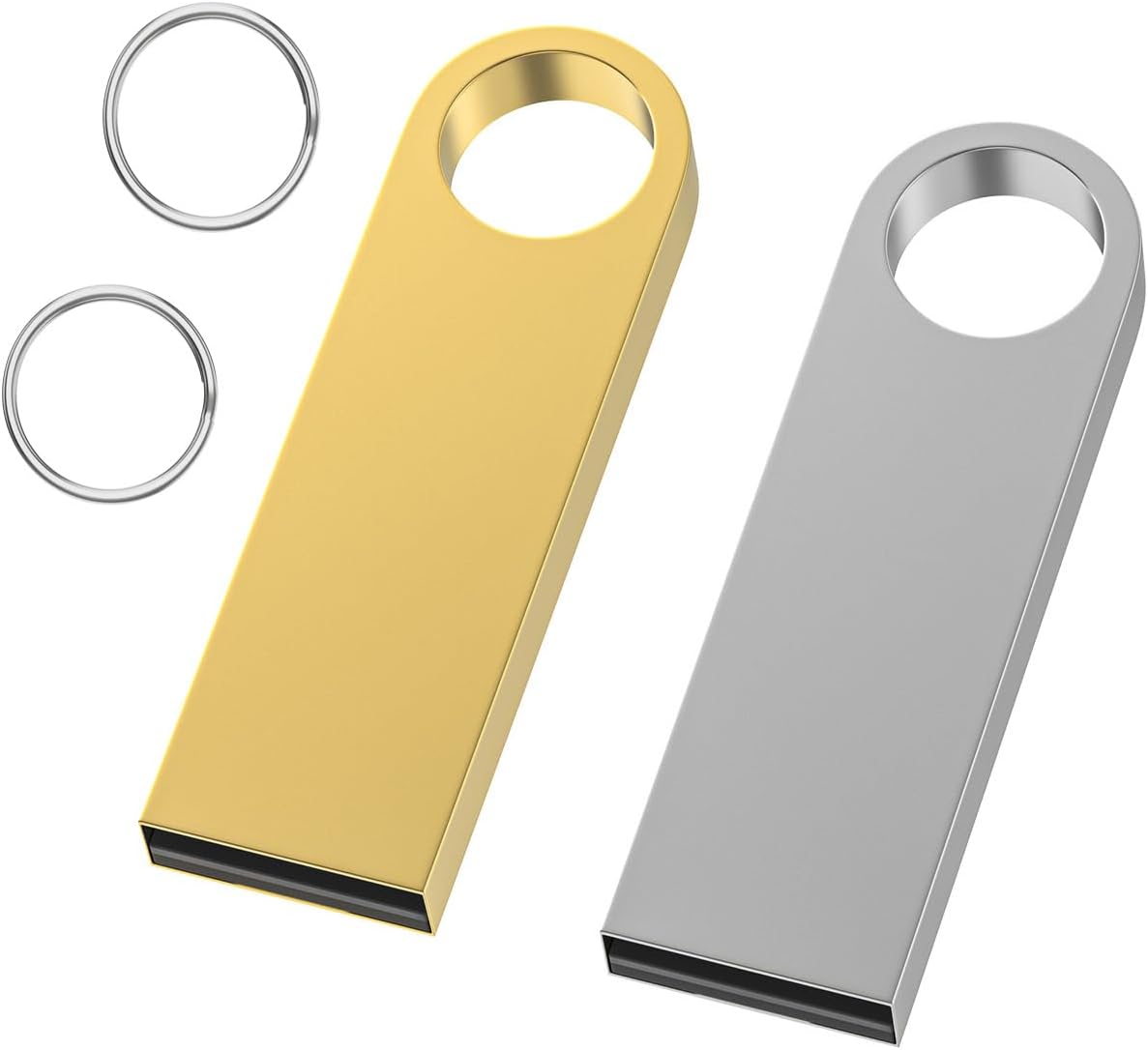 16GB USB Flash Drive 2 Pack with Keychains, Wooolken Sleek Metal USB 2.0 Thumb Drives Memory Stick for PC Laptop Computer