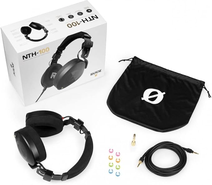 Rode PodMic Dynamic Podcasting Microphones (Pair) with 2X PSA1+ Professional Studio Boom Arms NTH-100 Professional Closed Back Over Ear Headphones XLR Cables and StreamEye Polishing Cloth