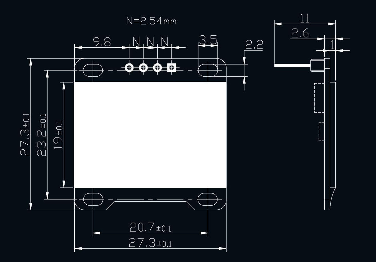 DIYmall 0.96" I2C 128x64 SSD1306 (Pack 2pcs) OLED Module IIC Serial LCD LED White Light Driver Display for Arduino