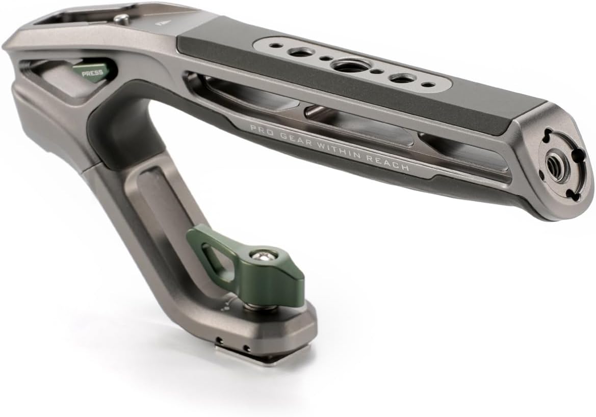 Tilta Xeno Top Handle for Filmmakers & Cameras - Titanium Gray | Aluminum Alloy and Silicone Build | 1/4″-20 w/Locating Points | Safety Release Pin | Comfortable Handling (Cold Shoe)