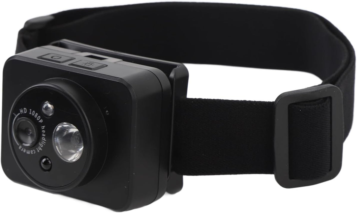 ciciglow 1080P 128GB Head Mounted Action Camera, Adjustable Angle Small Head Mounted Sports Camera, LED Headlamp