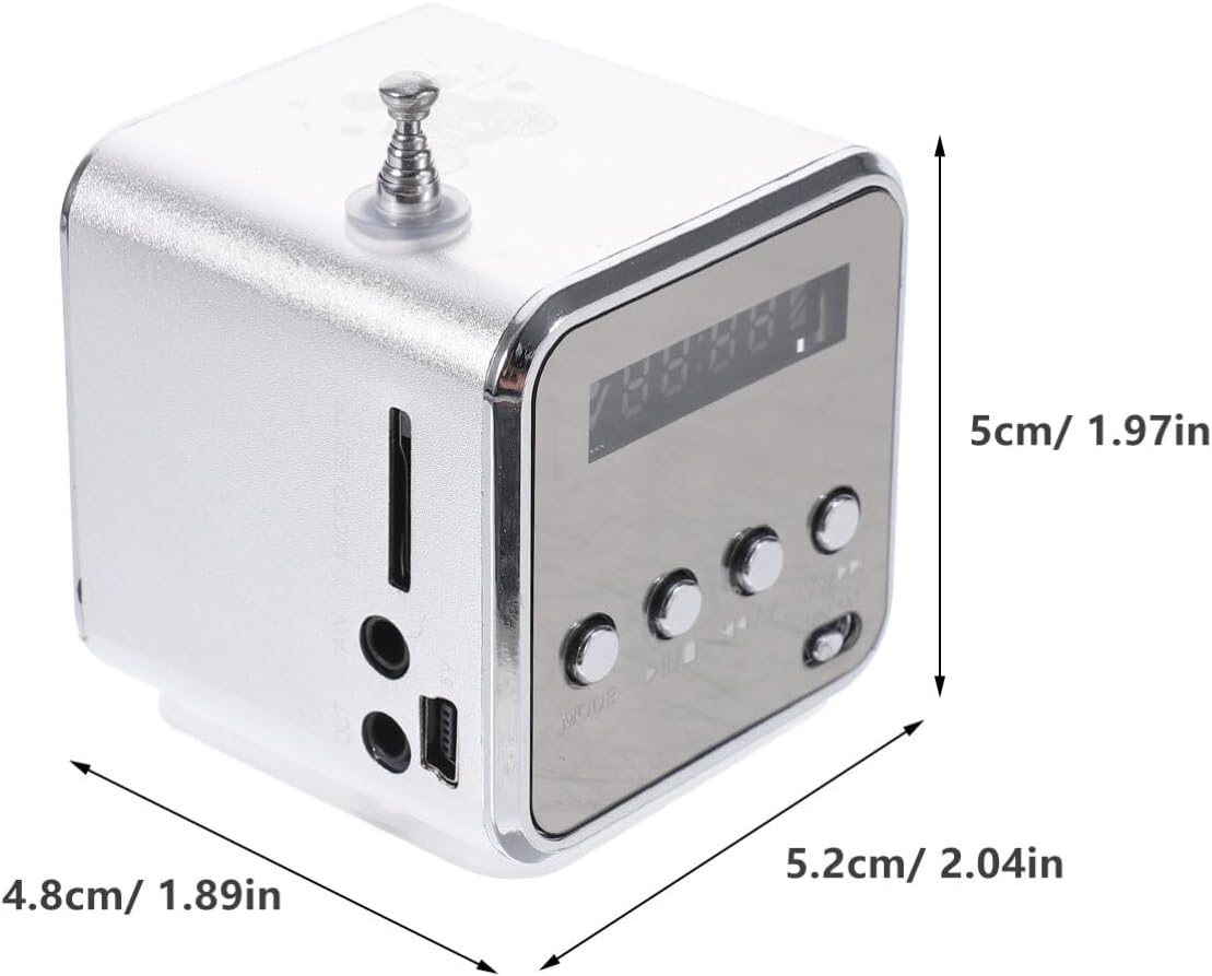 Hemobllo MP3/4 Mini Digital Portable Music Player Micro SD/TF USB Disk Speaker FM Radio (Silver)