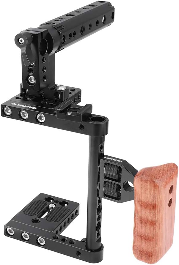 CAMVATE DSLR Camera Cage Top Handle Wood Grip Compatible for Sony Panasonnic - 1175
