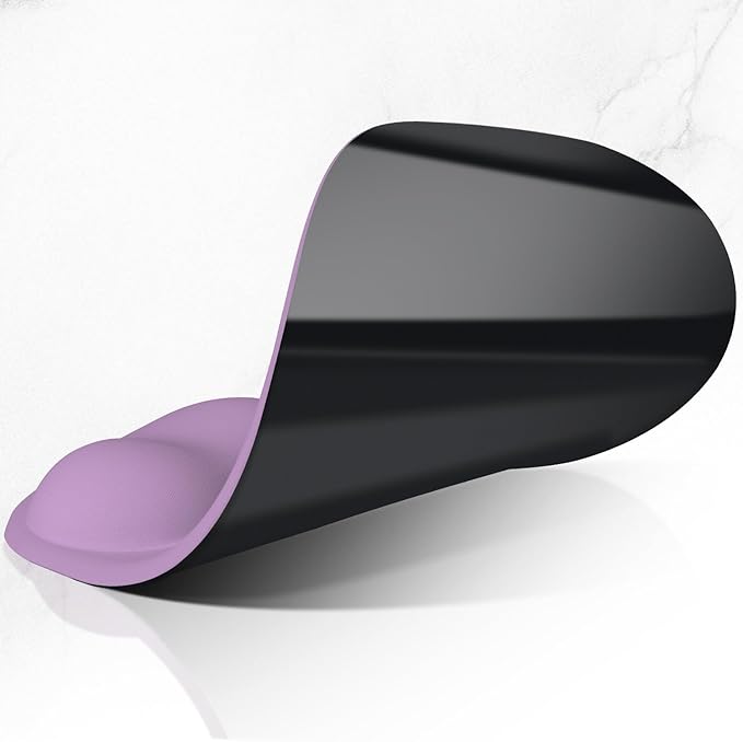 ITNRSIIET Ergonomic Mouse Pad, Cushioned Gel Wrist Rest, Non-Slip Base, Smooth Surface, Compatible with All Mice for Office & Gaming, Desk Accessory, 9.5 x 8.2 inch, Lavender Purple