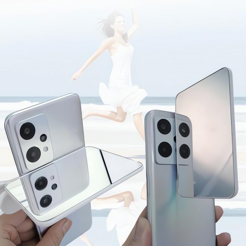 2024 Smartphone Camera Mirror Reflection Clip Kit -【New Version】 Smartphone Selfie Reflector, Adjustable Mobile Phone Reflection Camera Clip, Mirror Reflection Phone Clip for All Phones (1PC-White)