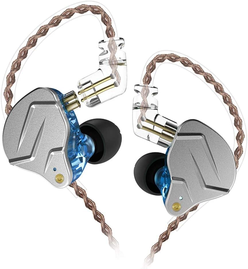 KZ ZSN Pro in-Ear Earbud Headphones Metal Faceplate,Hybrid Dynamic Driver Balanced Armature IEMs with Detachable Cable,in-Ear Headphones Compatible for iPhone Android,Workout(Blue Without Mic)