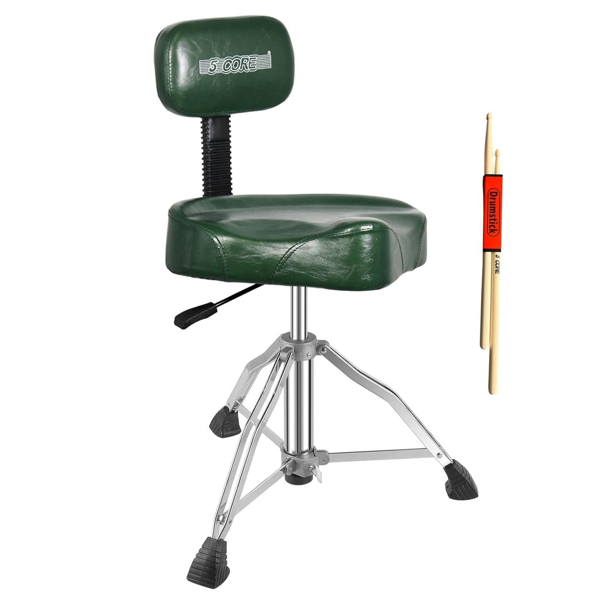 5 CORE Drum Throne with Backrest Padded 4 Motorcycle Seat Airlift Adjustable Heavy Duty Comfortable Drummer Stool for Studio or