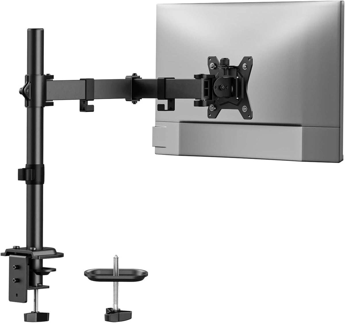 HUANUO 13-32 17.6 lbs, 16 Grommet 75x75mm 100x100mm Single Monitor Mount, Monitor Arm for Monitors up to Adjustable