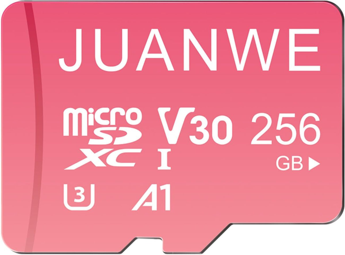 JUANWE 256GB Micro SD Card 4K V30 + Adapter 256GB microSDXC UHS-I SD Card C10 U3 A1 Memory Card for Nintendo-Switch, Pink