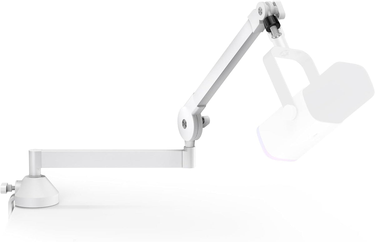 InnoGear Low Profile Mic Arm, 360° Rotatable Microphone Boom Arm Mic Stand for Fifine AM8 K669B Blue Yeti HyperX QuadCast SoloCast AT2020, with Mic Clip 3/8" to 5/8", 3/8" to 1/4" Adapter, White