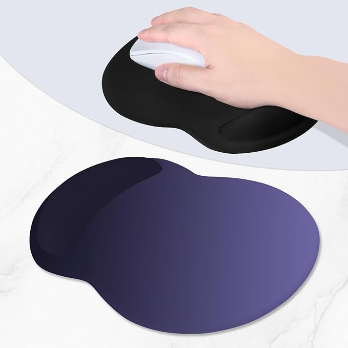 ITNRSIIET Ergonomic Mouse Pad with Comfort Gel Wrist Rest, Non-Slip PU Base, Smooth Textured Surface, Reduces Hand Fatigue & Wrist Pain, 8.7 x 7.2 Inch for Office Gaming Home, Violet Gradient