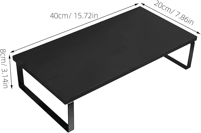 Stable Desk Monitor Riser Stand Compact Laptop Riser for Office Computer Screen Elevation Ergonomic Monitor Rack with Smooth Surface Black
