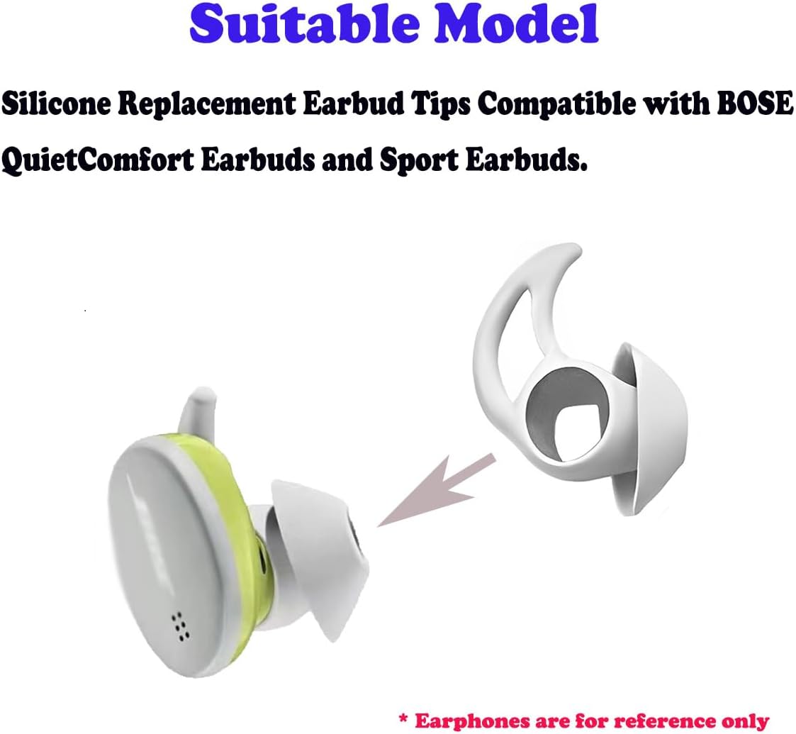 Silicone Earbud Tips 3 Pairs Small Eartips Compatible with Bose QuietComfort Earbuds and Sport Earbuds