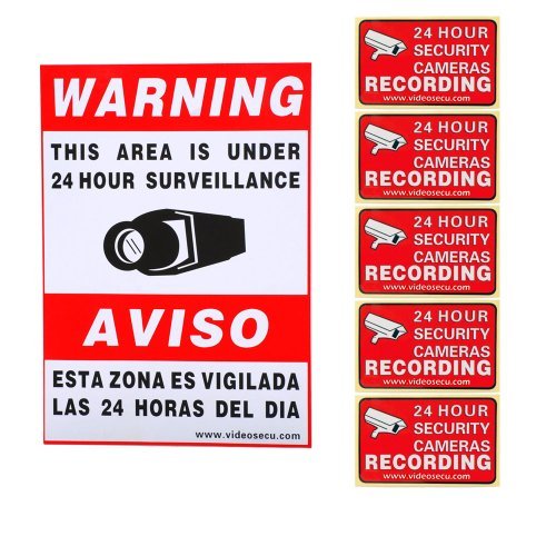 VideoSecu 6 Pack of Security Warning Signs Stickers Decals for CCTV Video Surveillance Camera System 3GB