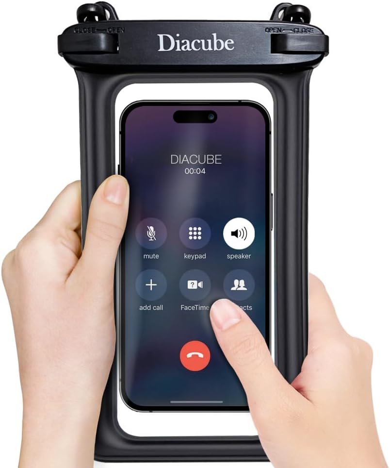 2-Pack Waterproof Phone Pouch, Universal IPX8 Floating Waterproof Case with Adjustable Lanyard for All Phones [Up to 8.3"] Beach, Waterpark & Travel Essentials - White
