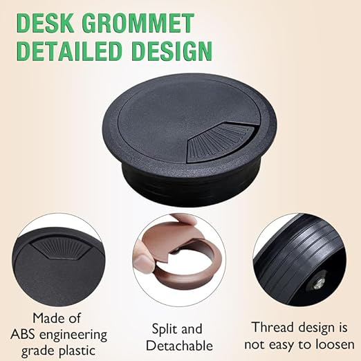 EASYEAH 2 Pcs Desk Grommet 3-1/8" / 80 mm, Desk Cord Hole Cover, Cable Grommet ABS Plastic, Desk Hole Grommet for Home & Office Pc, Detachable Adjustable Cable Cord Organizer-Reddish Brown
