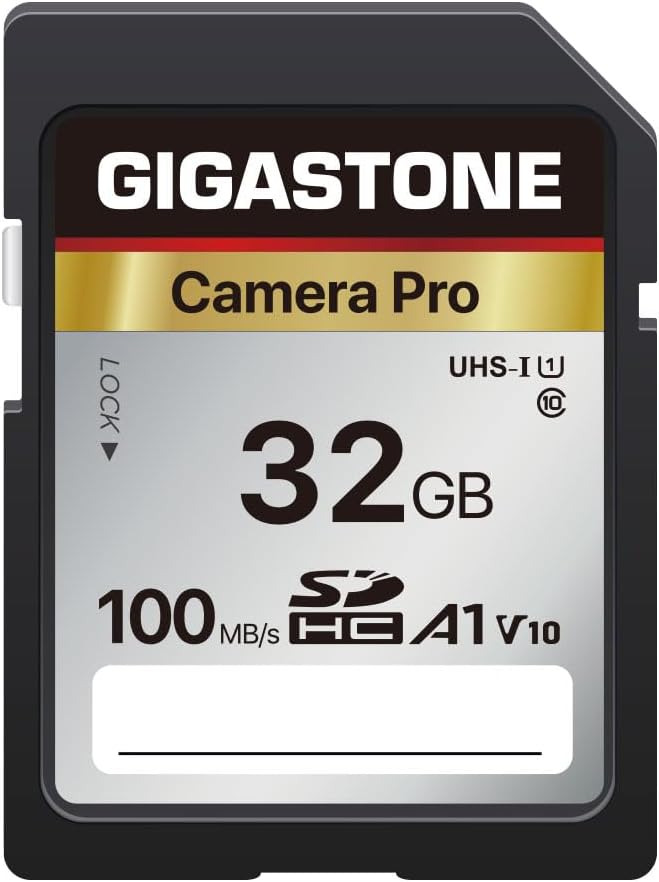 [5-Yrs Free Data Recovery] GIGASTONE 32GB SD Card, Camera Pro, A1 V10 SDHC Memory Card Compatible with SPYPOINT TACTACAM Trail Camera, with 1 Mini Cases
