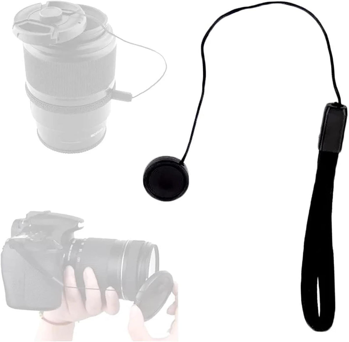 hejhncii 5PCS Lens Cover Rope DSLR Lens Cap Holder Belt Nylon Keeper Anti-Lost Wrist Strap Cord String Leash for SLR