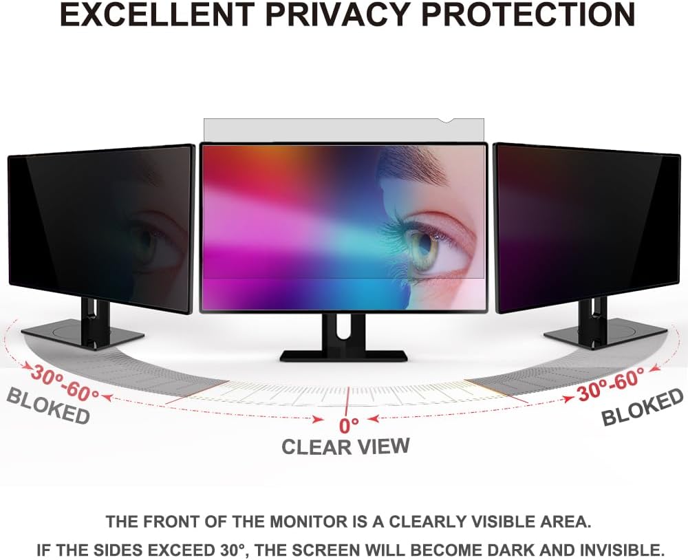 21.5 inch Computer Privacy Screen Filter - Suitable for 16:9 Aspect Ratio Widescreen Monitor - Blue Light Filter - Anti-Glare & Anti-Scratch Protector Film (21.5" Widescreen (16:9))