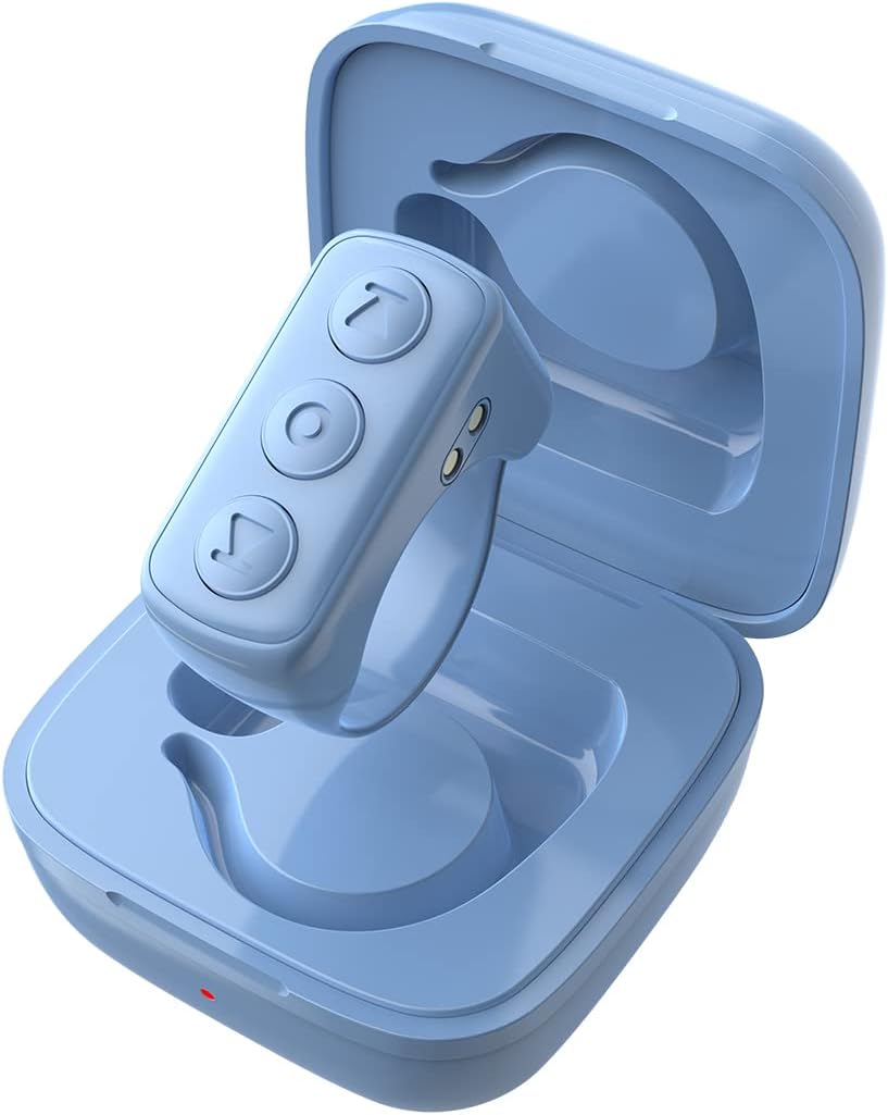 ADZERD Remote Control for TikTok, Page Turner for iPhone/iPad, Bluetooth Camera Video Recording Remote, Scrolling Ring for TIK Tok, Compatible with iOS/Android Phones & Tablets - Blue