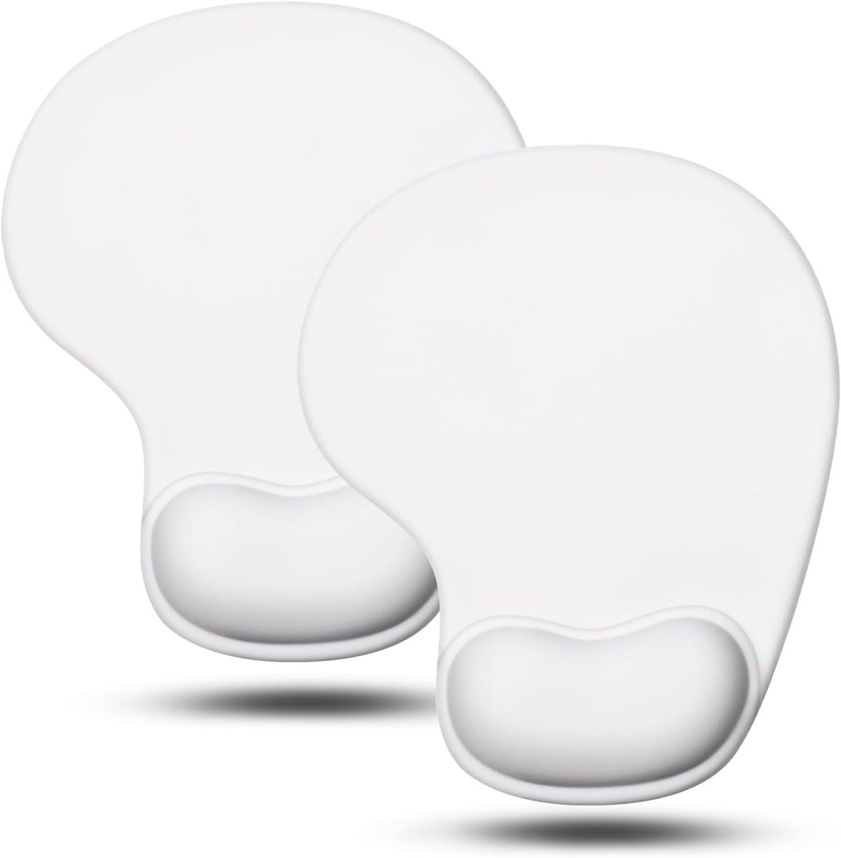JIKIOU Mouse Pad, 2 Pack Ergonomic Mouse Pads with Comfortable Gel Wrist Rest Support and Smooth Cloth, Non-Slip PU Base for Easy Typing Pain Relief Durable and Easy to Clean Small White