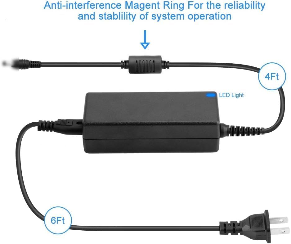 10Ft AC Adapter for HP Pavilion 15-cc123cl, 15-cc154cl, 15-cc178cl Notebook, 65W Laptop Power Supply Cord