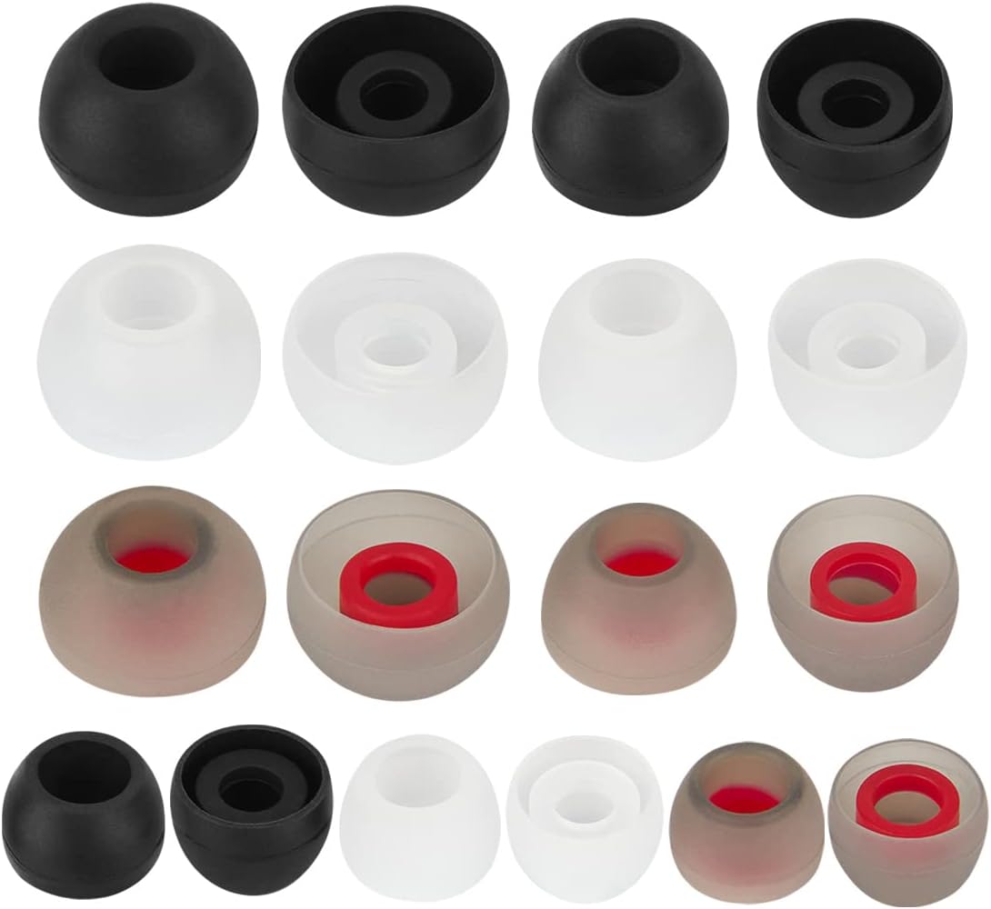 Earbud Tips Replacement - Silicone Compatible with Powerbeats 2/3 & LG Samsung Earbuds - Black, White, Red - 9 Pairs