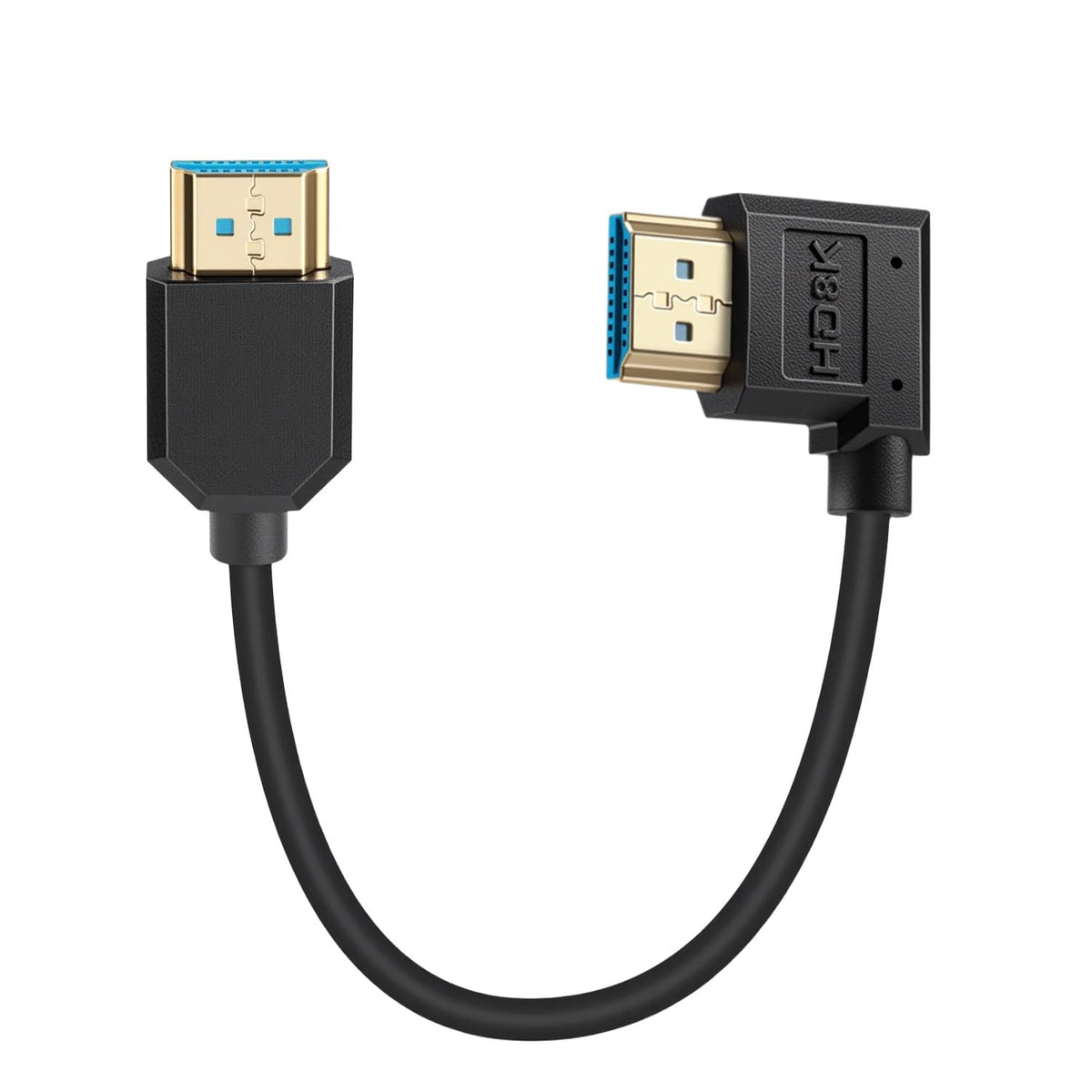 8K 90 1FT, 48Gbps 2.1 PS5 Duttek Degree HDMI Cable Left Angle Short HDMI Cord, Ultra Thin Flexible Slim Compatible