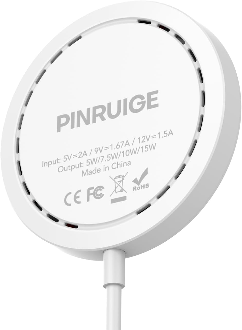 Magnetic Wireless Charger for iPhone 15W Wireless Charger Fast Mag Safe Wireless Charging Stand Pad Compatible for iPhone 16/16 Pro/Pro Max/15/14/13/12/Pro with Wall Charger for USB-A Converter, White