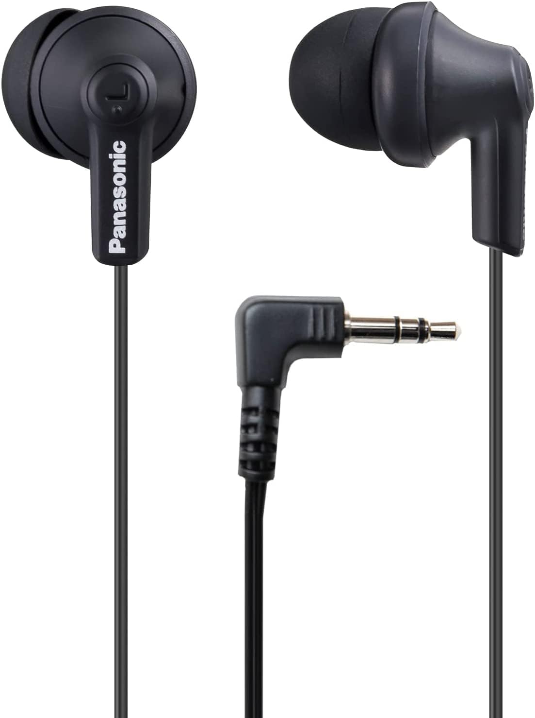 Panasonic ErgoFit Wired Earbuds, 3.5mm Jack In-Ear Headphones with Dynamic Crystal-Clear Sound and Soft Ergonomic Custom-Fit Earpieces (S/M/L), for Phones and Laptops - RP-HJE120-KA (Matte Black)