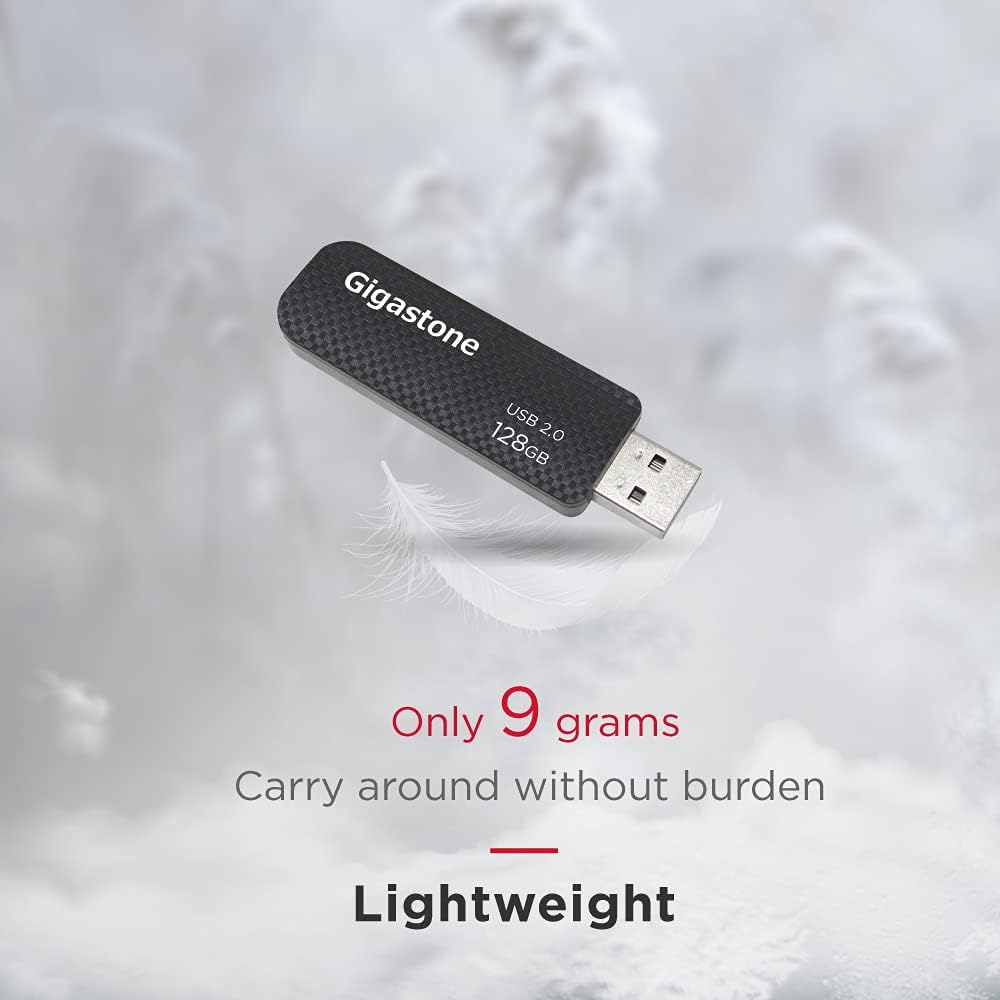 GIGASTONE V30 128GB USB 2.0 Flash Drive 5-Pack, Capless Retractable Design Pen Drive, Carbon Fiber Style, Reliable Performance & Durable