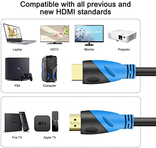 8K 5FT 2.1,48Gbps) 8K@60HZ 4K@120HZ 2K 1080P 3D PS4/PS5 HDMI Cable (HDMI Ultra High Speed Gold Plated