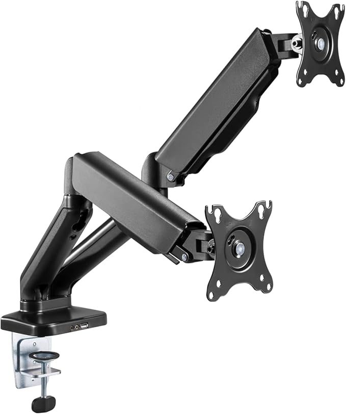 Dual Spring LCD Monitor Arms with USB and Multimedia Ports for: AOC C24G1A 24 Curved Frameless Gaming Monitor FHD 1920x1080 1500R VA 1ms MPRT 165Hz (144Hz Supported)