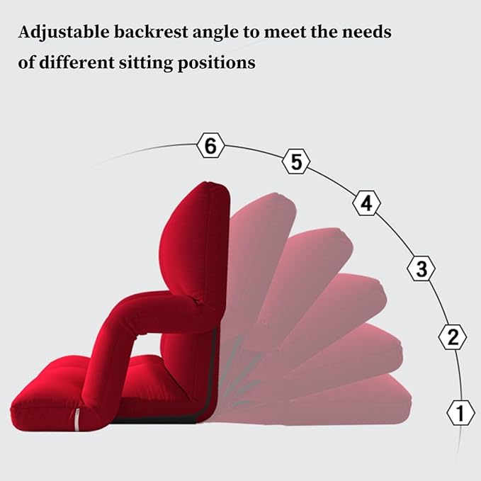 Folding Floor Chair with Back Support Adjust Lay Flat Recliner Folding Floor Gaming Chair Japanese Floor Chair Foldable Ergonomic Single Sofa Seat for Living Room Bedroom(/Gray A)