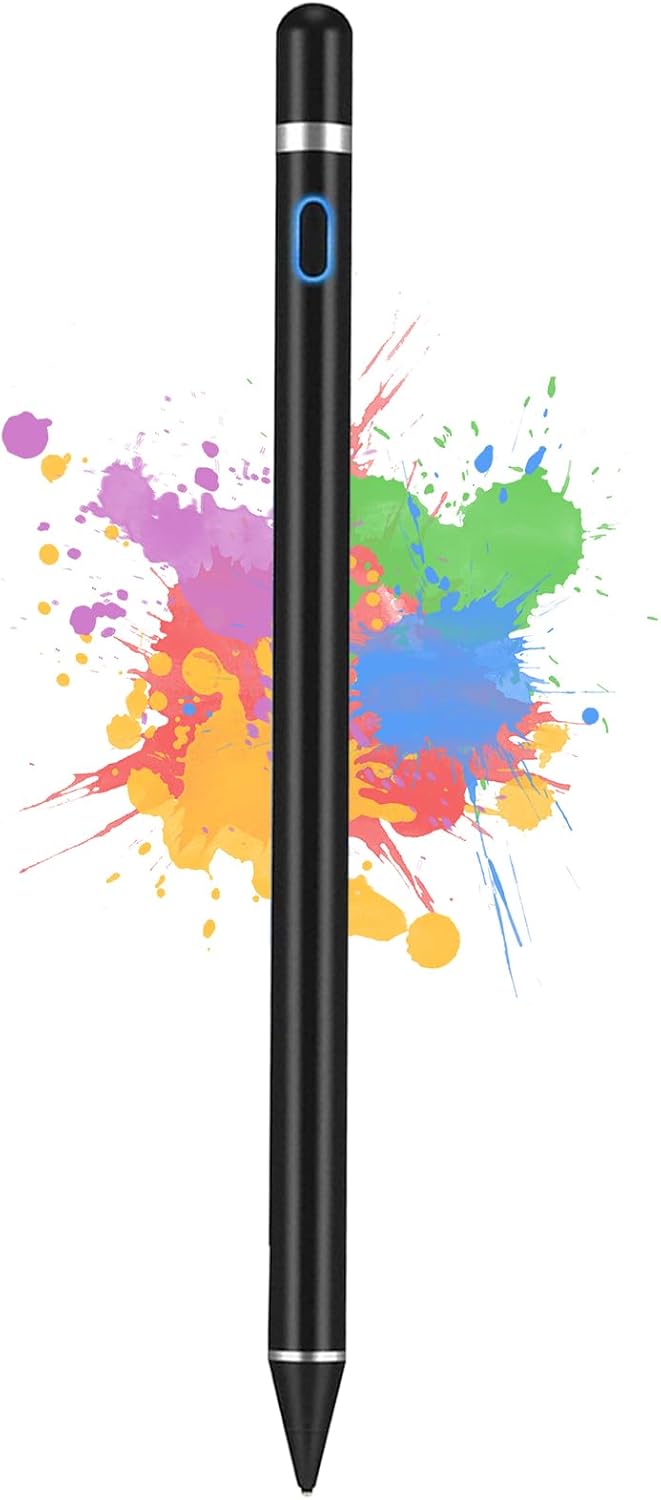 Stylus Pen for Touchscreen, DOGAIN iPad Pencil 1.5mm Fine Point Rechargeable, Tablet Pen for Drawing/Writing/Playing, Stylus Pen for iPad/iPad Air/Mini/Pro/Android/iPhone and Most Device(Black)