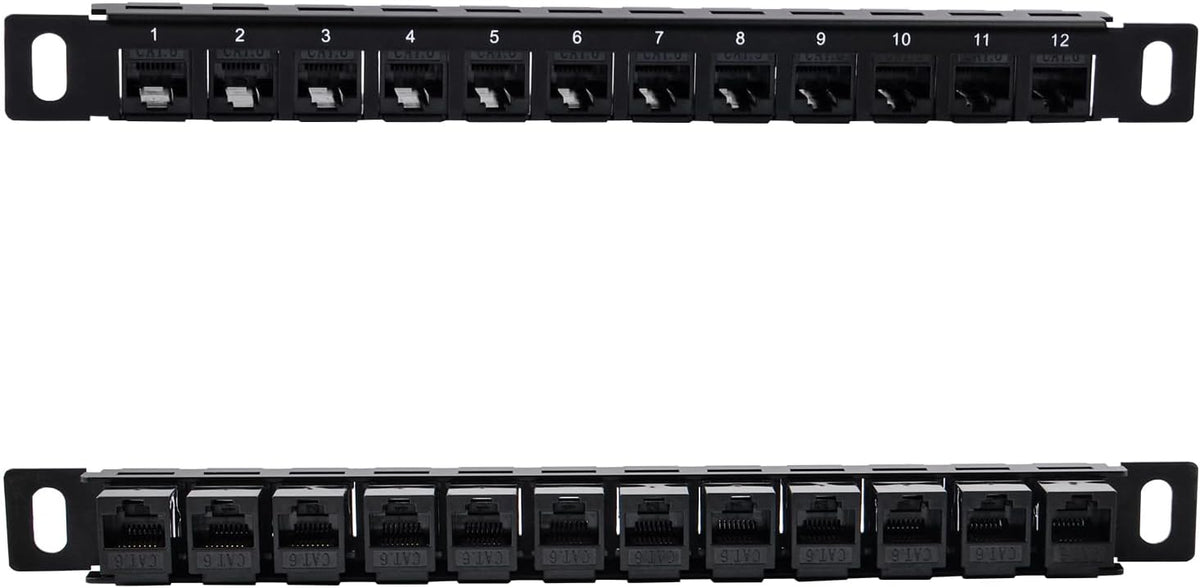 GeeekPi 12 10inch 0.5U CAT6 T1/T0/T2/T1 Plus/T0 Plus/TL1 10 Inch Port Patch Panel, Network Patch Panel for DeskPi