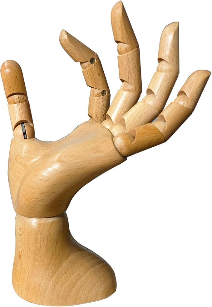 yangjietf mannequin,mannequin hand,hand model,hand mannequin for nails,drawing mannequin wooden hand,wooden mannequin,articulated fingers,hand model for drawing,male hand of left., Male_left